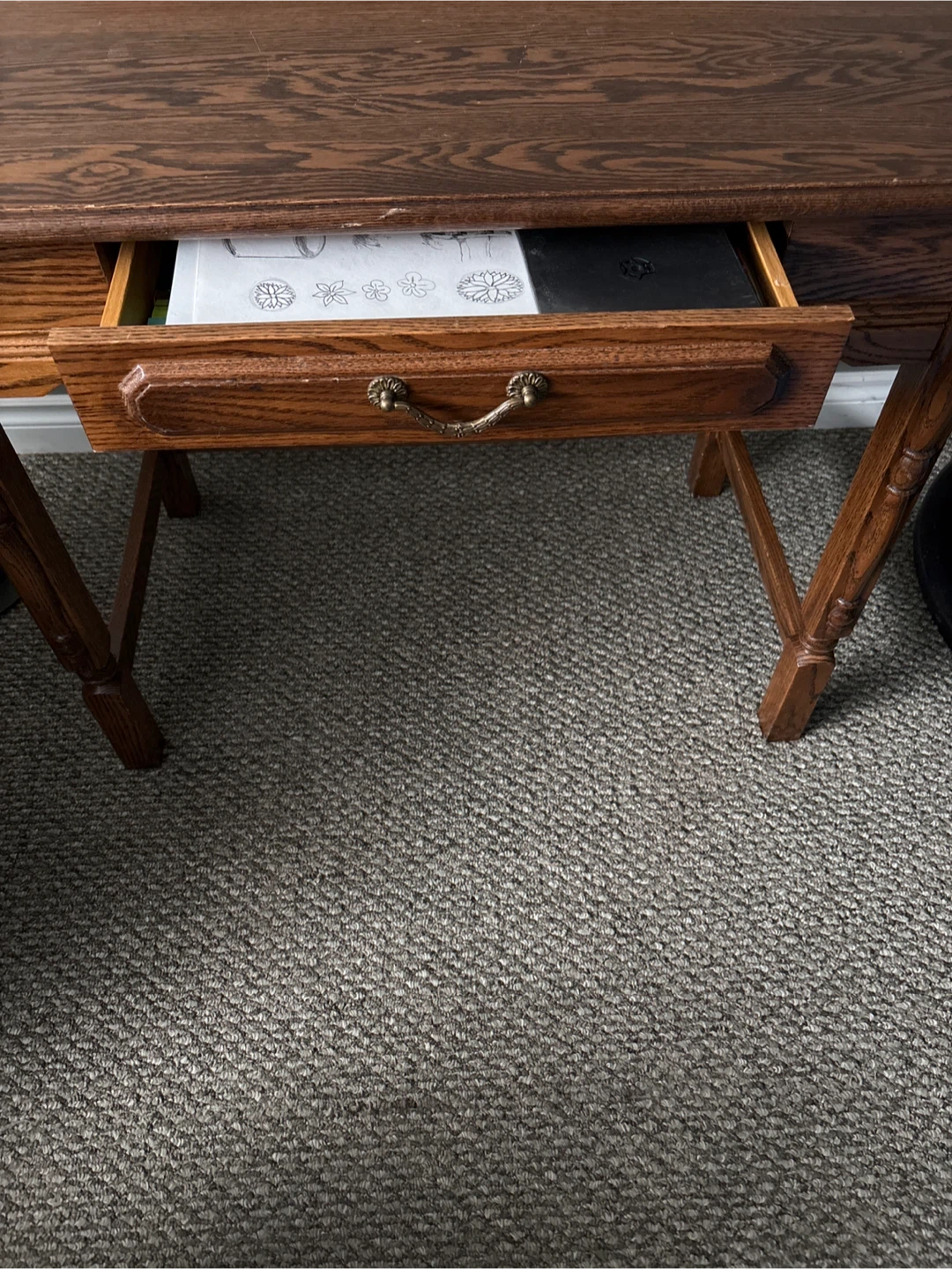 Antique Oak Writing Desk with Drawer - photo 2