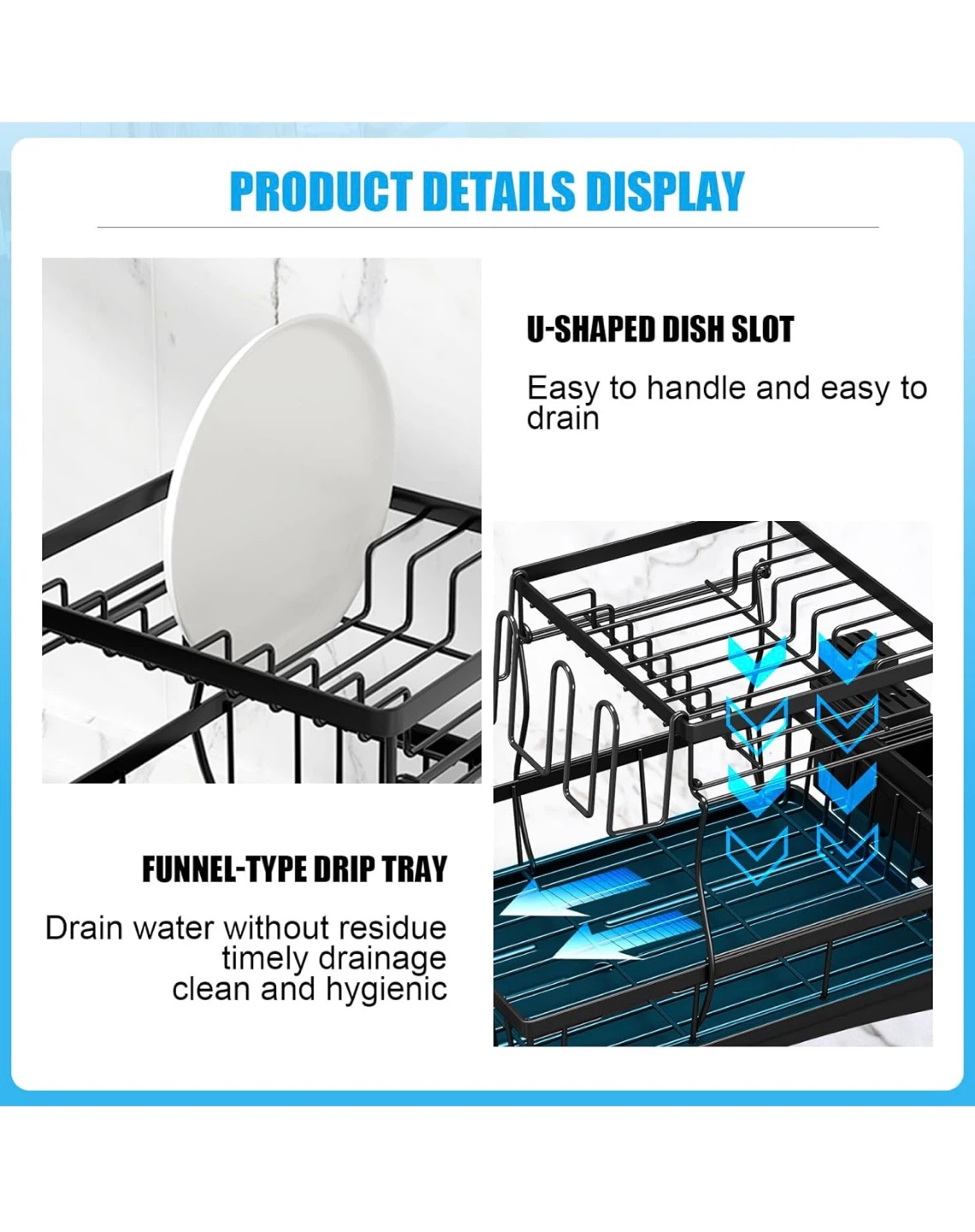 2-Tier Dish Drying Rack with Chopping Block Holder - photo 4
