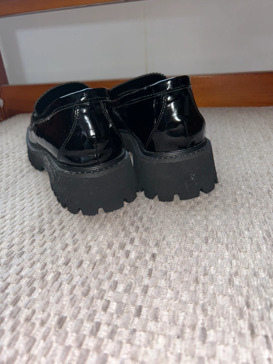 Size 39 Black Patent Platform Loafers Raid Astra 40 - photo 4