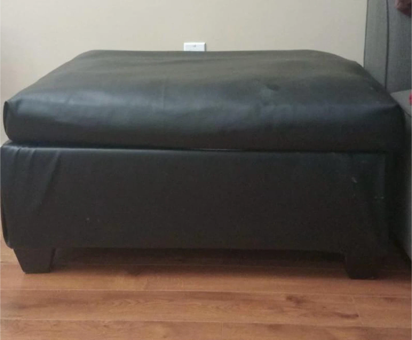 Black Faux Leather Ottoman