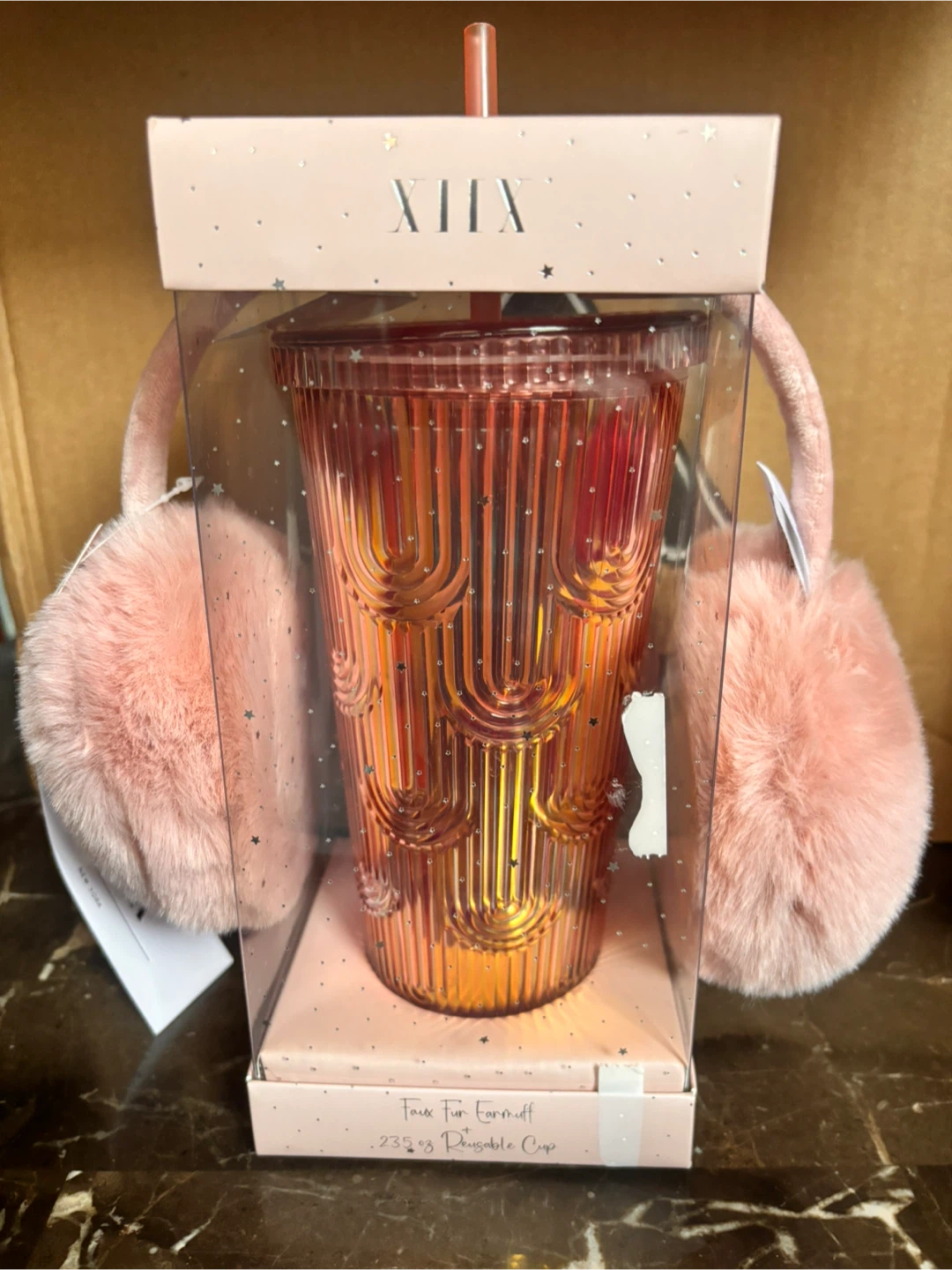 IIHX Pink Tumbler with Faux Fur Earmuffs 23.5 oz - photo 3