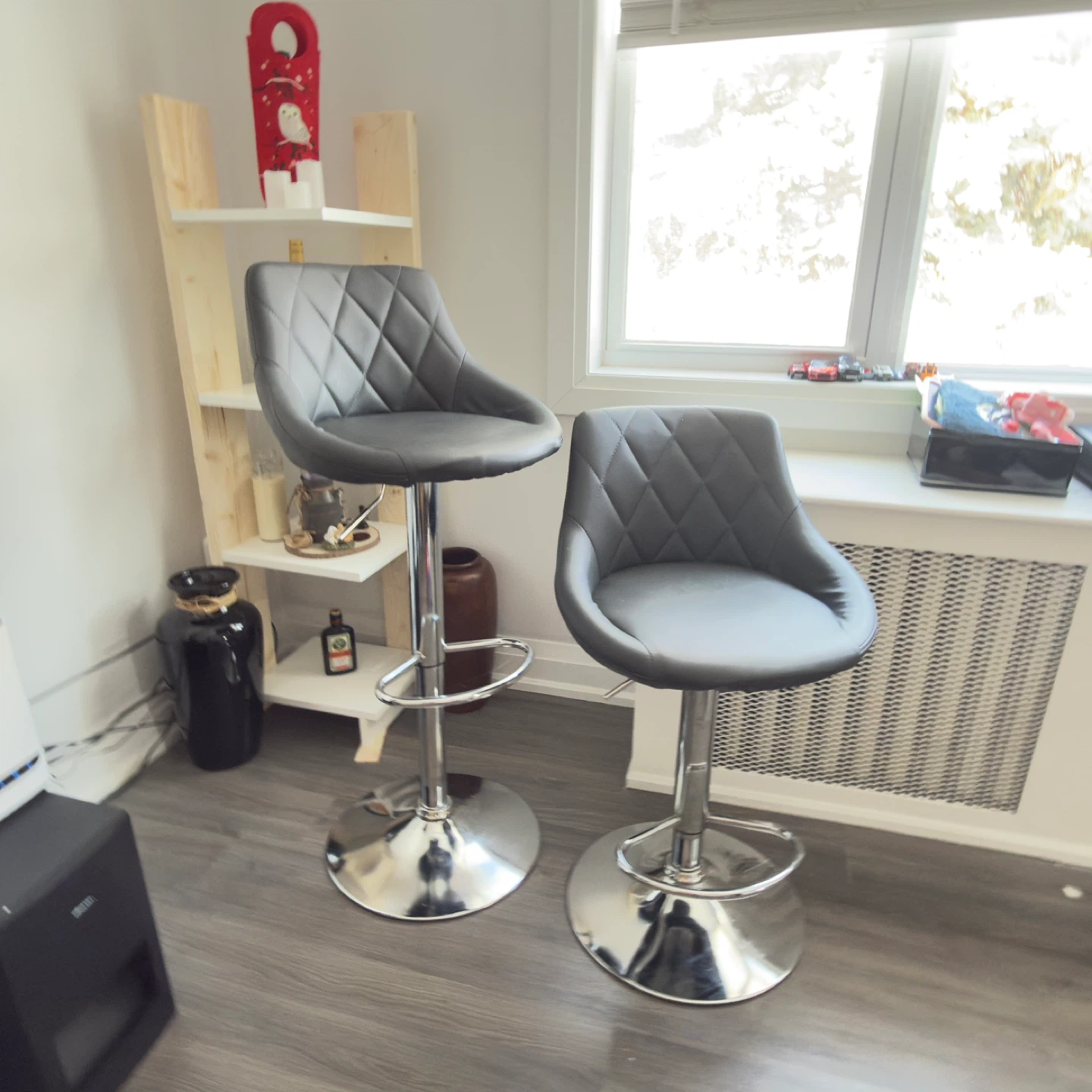 Set of 2 Grey Adjustable Bar Stools - photo 3