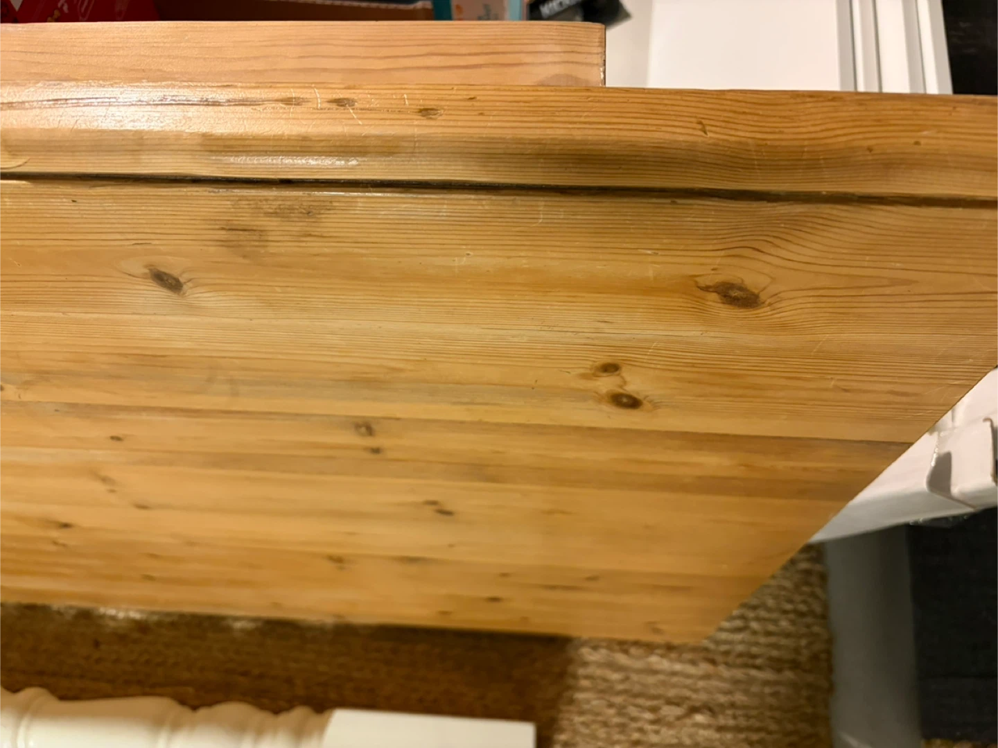 Pine Table Top with White Legs