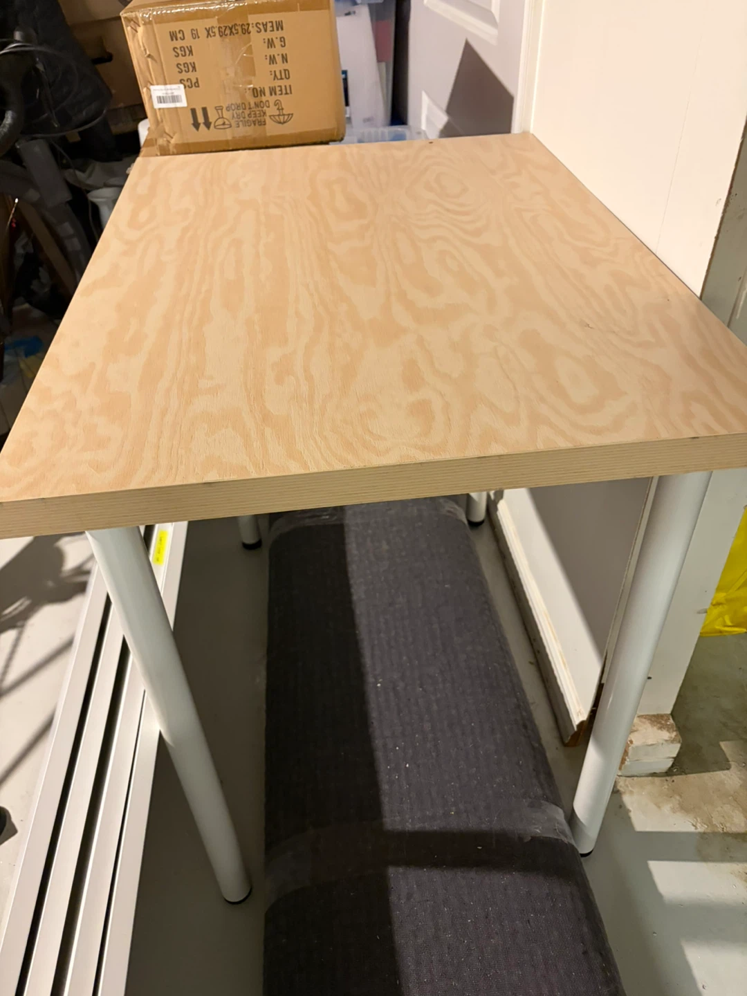 Cut Ikea desk with White Metal Legs (small space)