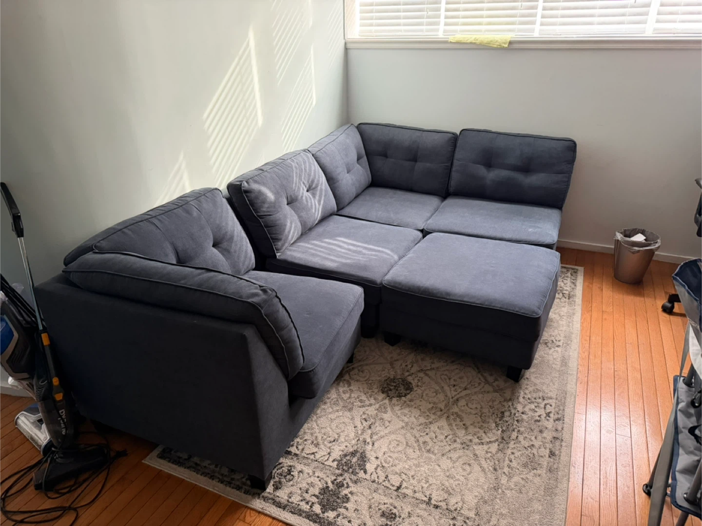 Dark Gray Sectional Sofa with Ottoman - photo 2