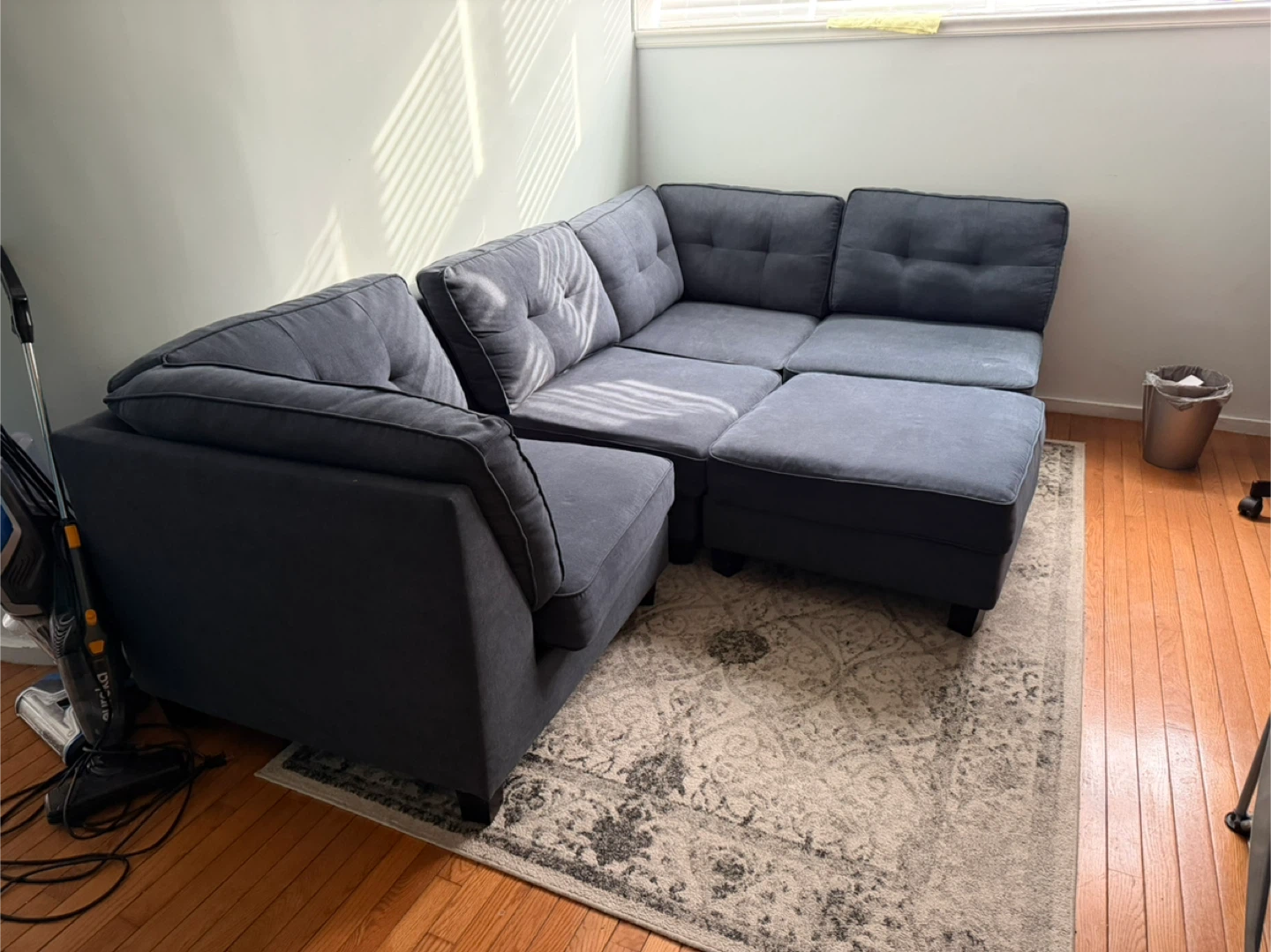Dark Gray Sectional Sofa with Ottoman