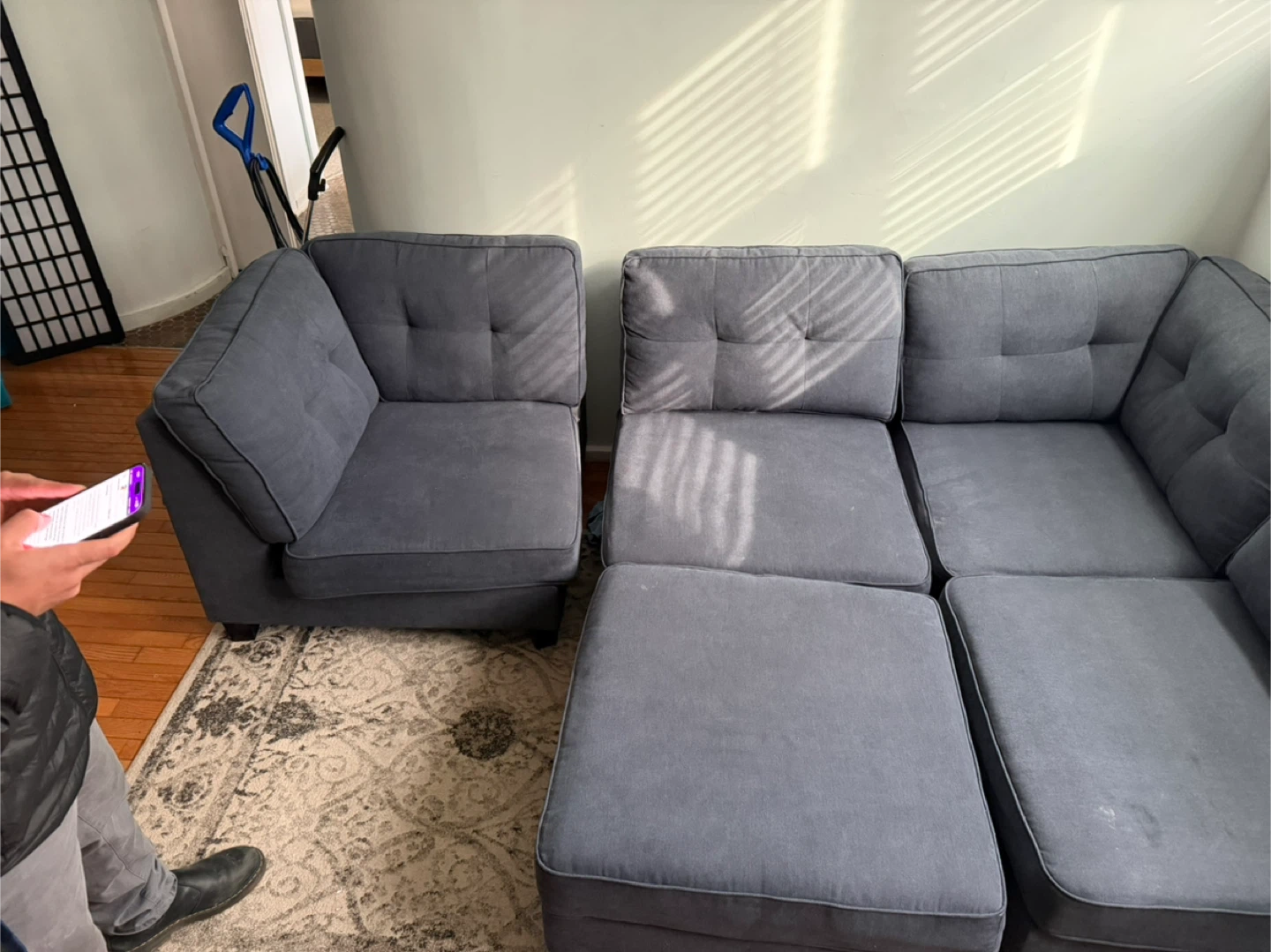 Dark Gray Sectional Sofa with Ottoman - photo 4