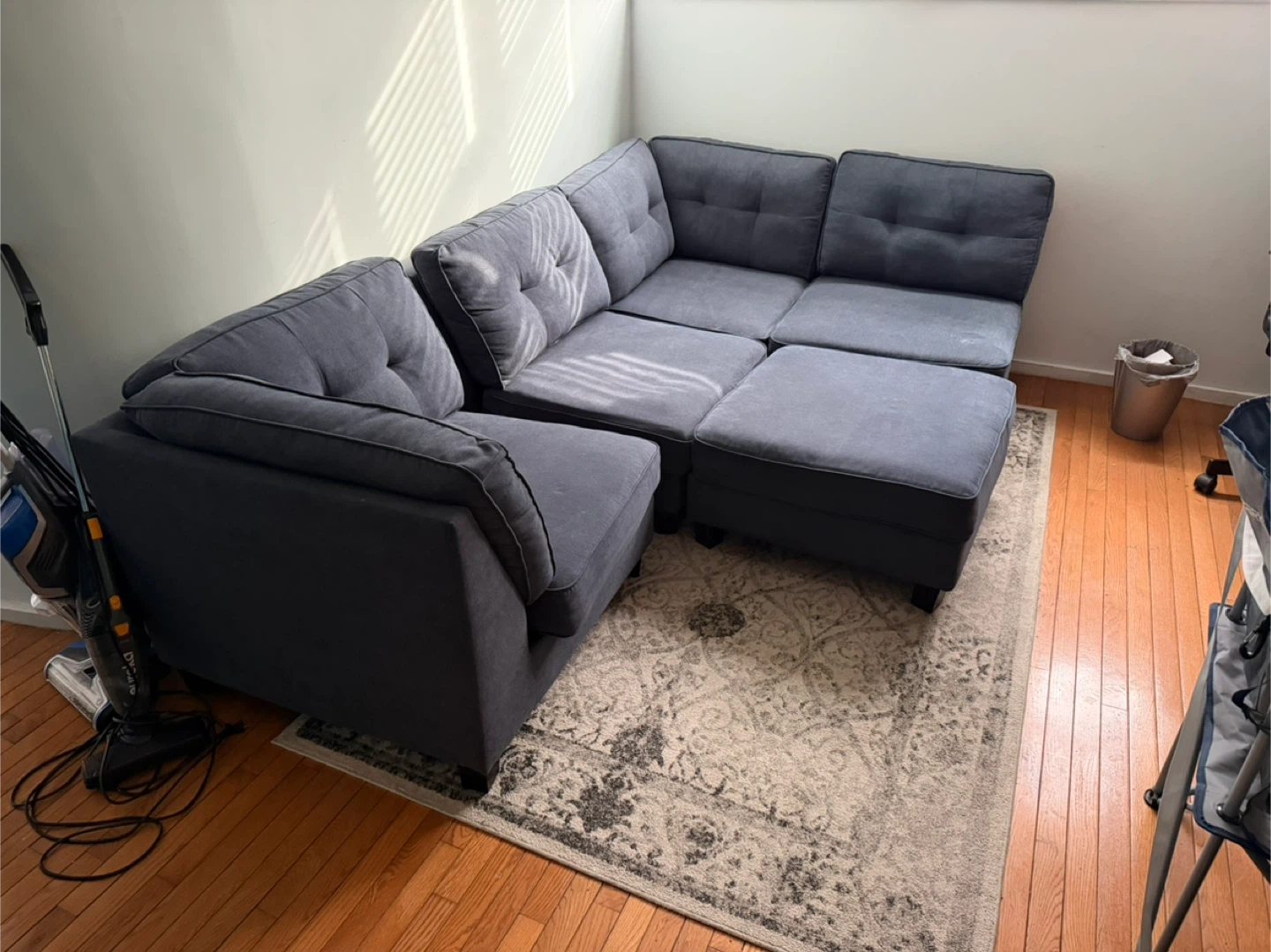 Dark Gray Sectional Sofa with Ottoman - photo 3