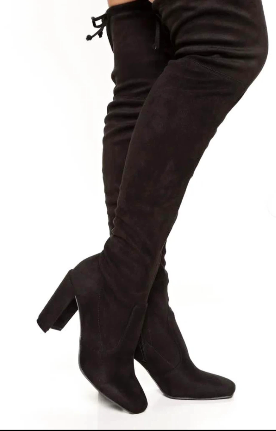Black Suede Over-the-Knee Boots  size 7 - photo 5