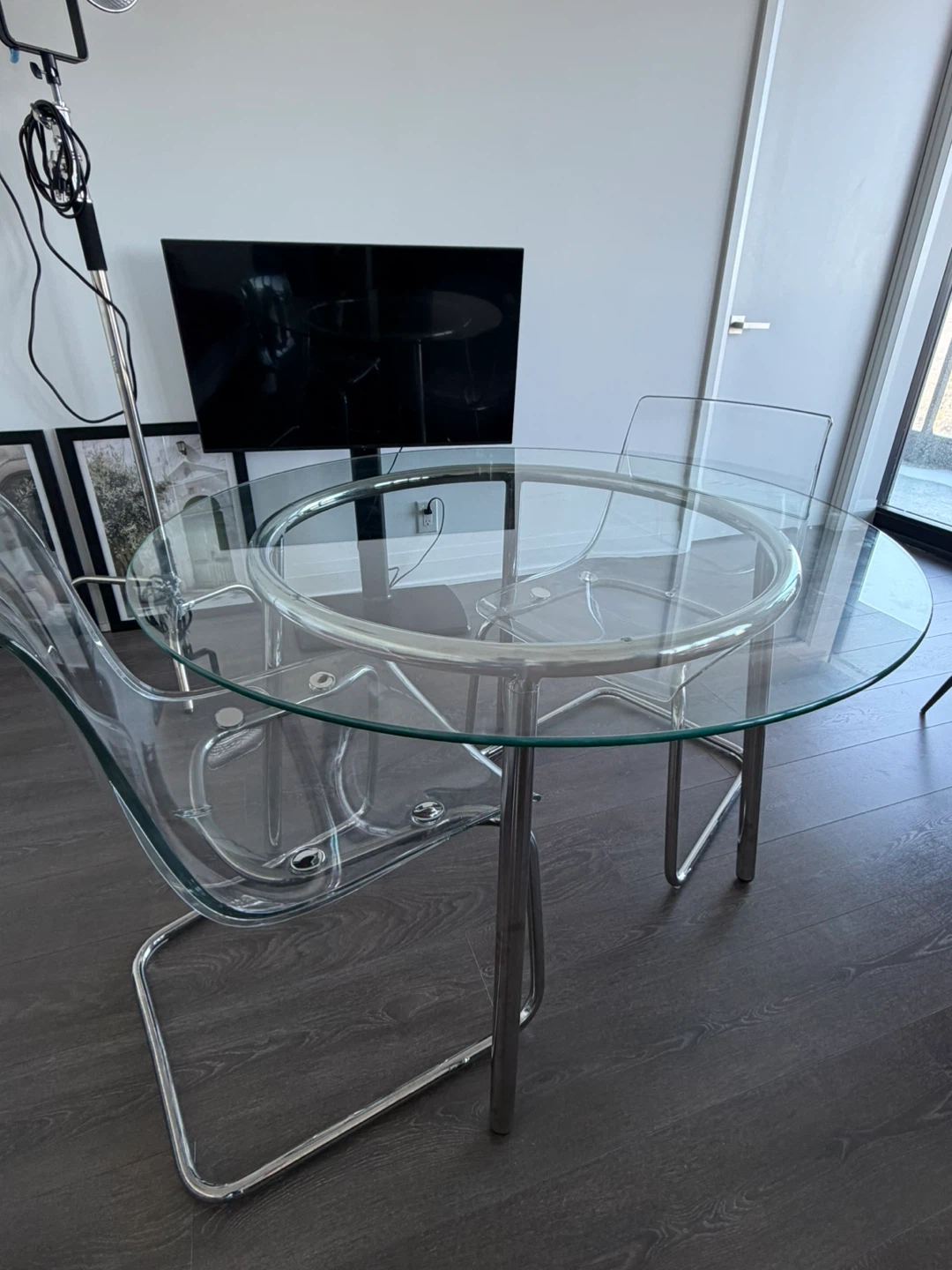 Clear Glass Dining Table + 2 acrylic chairs - photo 2