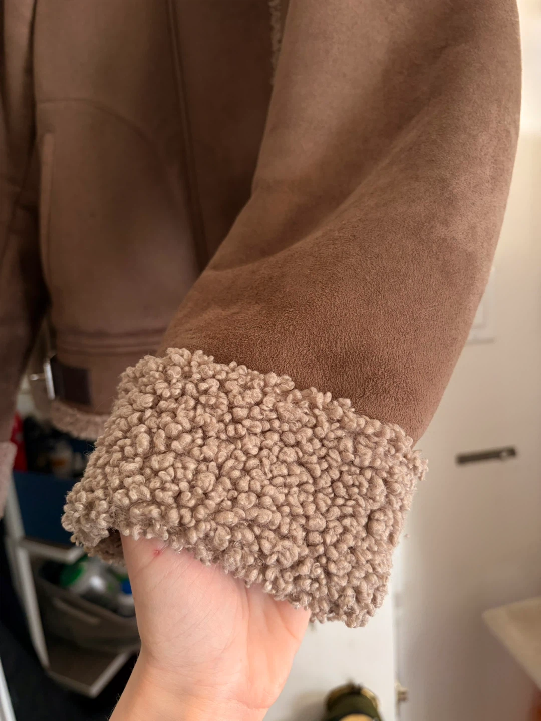Zara TRF Brown Suede & Sherpa Aviator Jacket – Size M - photo 5