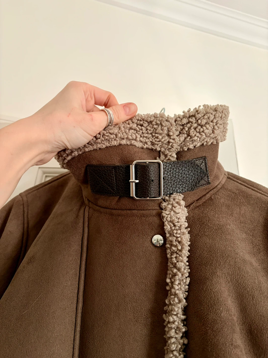 Zara TRF Brown Suede & Sherpa Aviator Jacket – Size M - photo 3