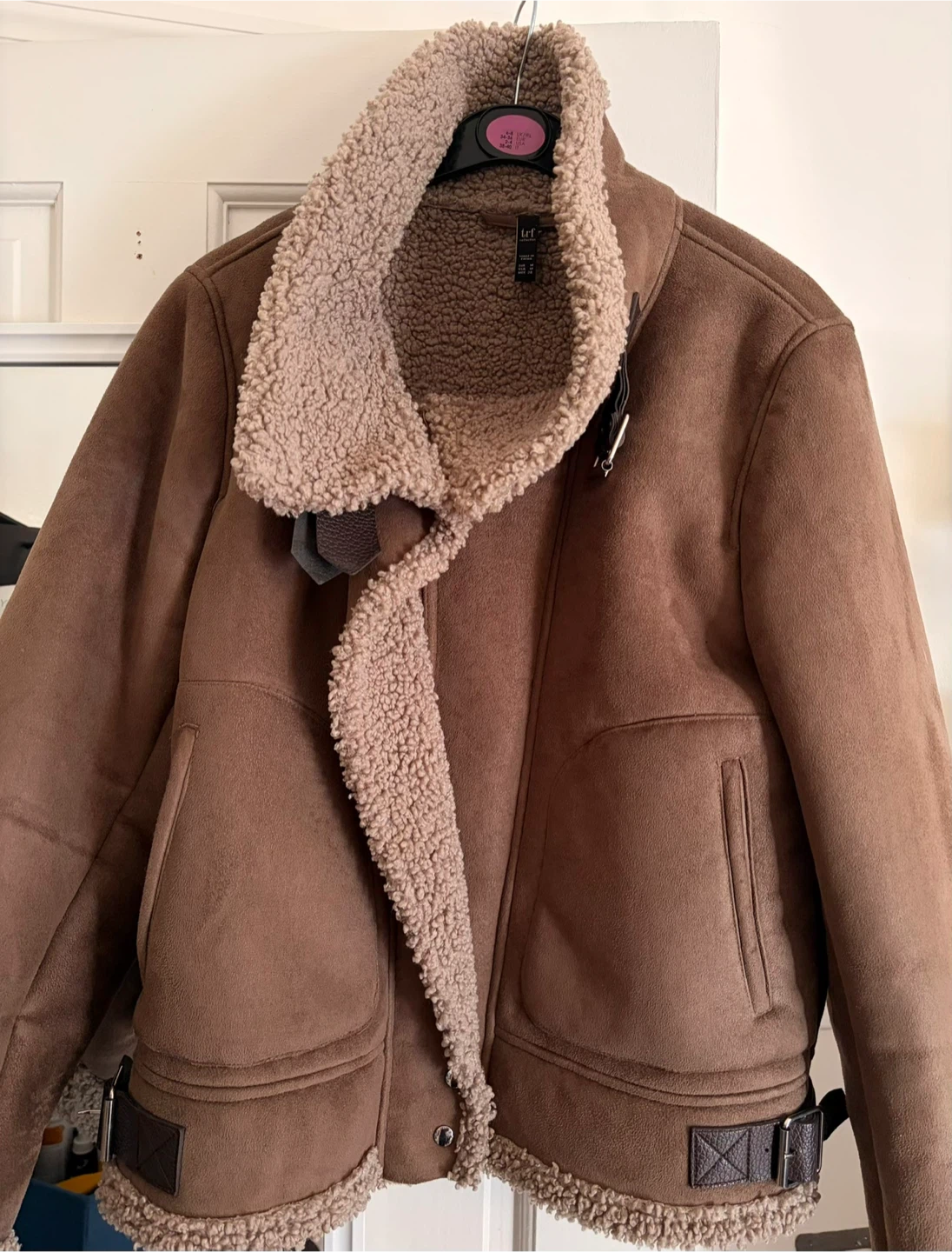 Zara TRF Brown Suede & Sherpa Aviator Jacket – Size M - photo 2