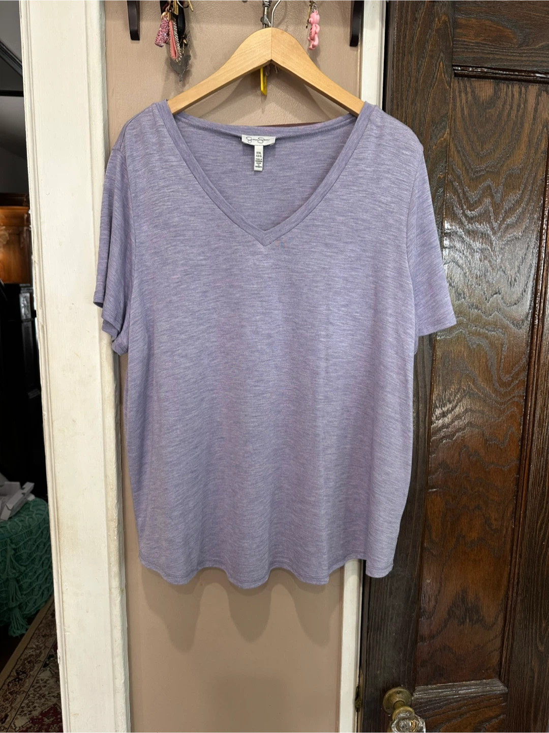 Jessica Simpson V-Neck T-Shirt - Lavender - XXL