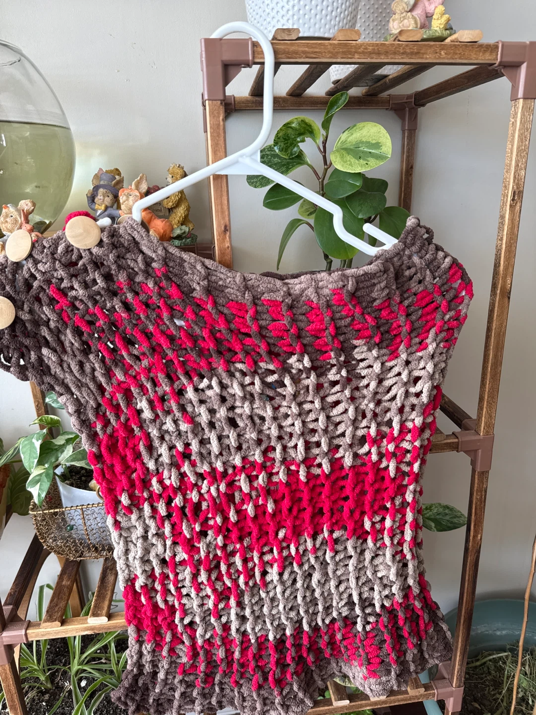 Chunky Knit Poncho with Wooden Buttons - photo 2