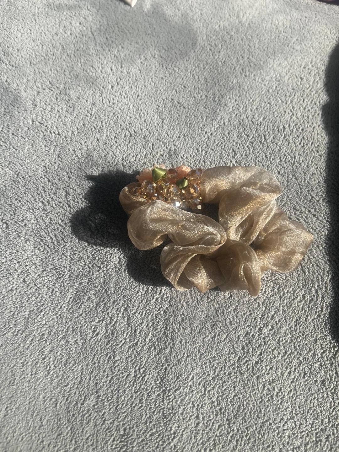 Gold Sheer Scrunchie with Embellishments