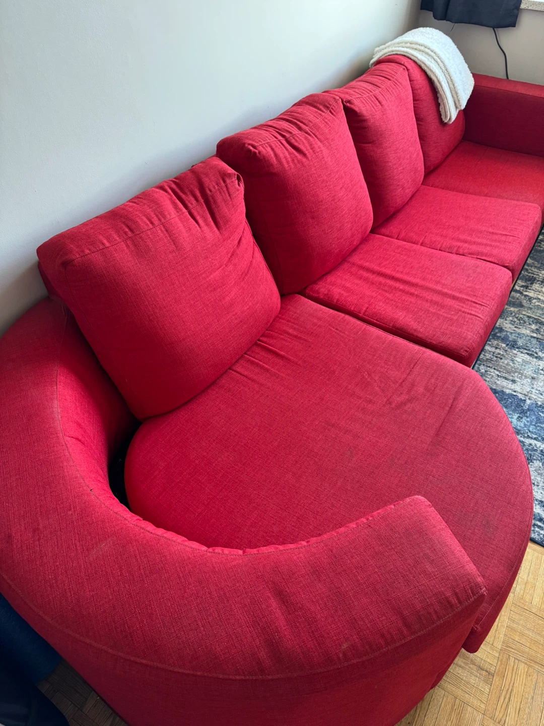 Red Sectional Sofa with Sleeper - photo 3