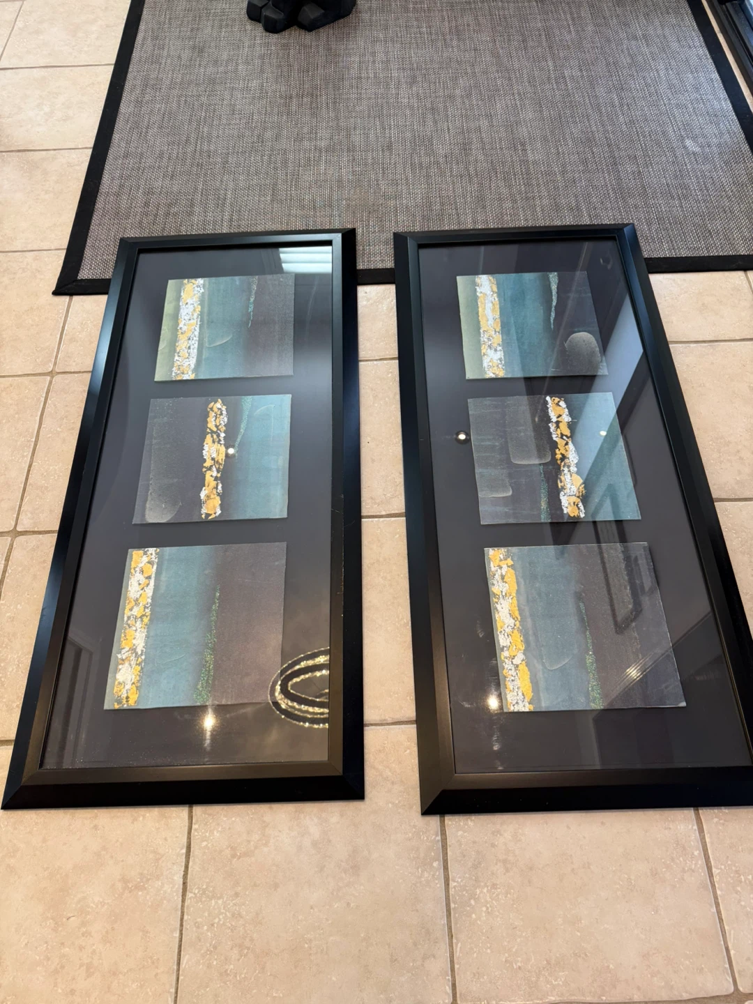 Set of 2 Custom Framed Abstract Art Pieces