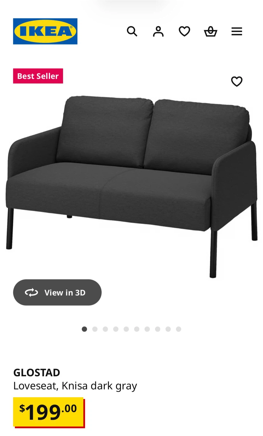 IKEA GLÖSTAD Loveseat - Knisa dark gray - photo 3