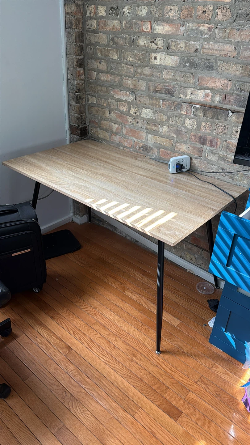 Wood Grain Desk with Black Legs