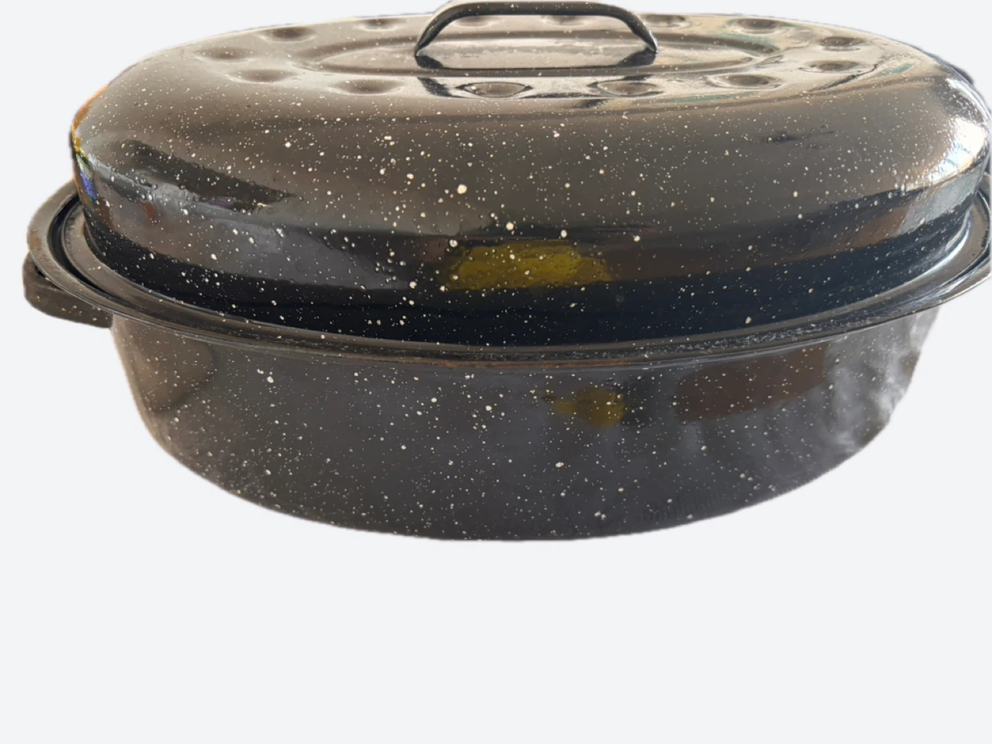 Black Speckled Roasting Pan with Lid - photo 2