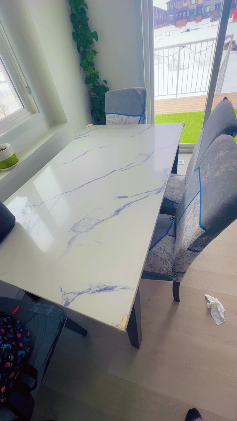 White Marble Dining Table chair set - photo 2