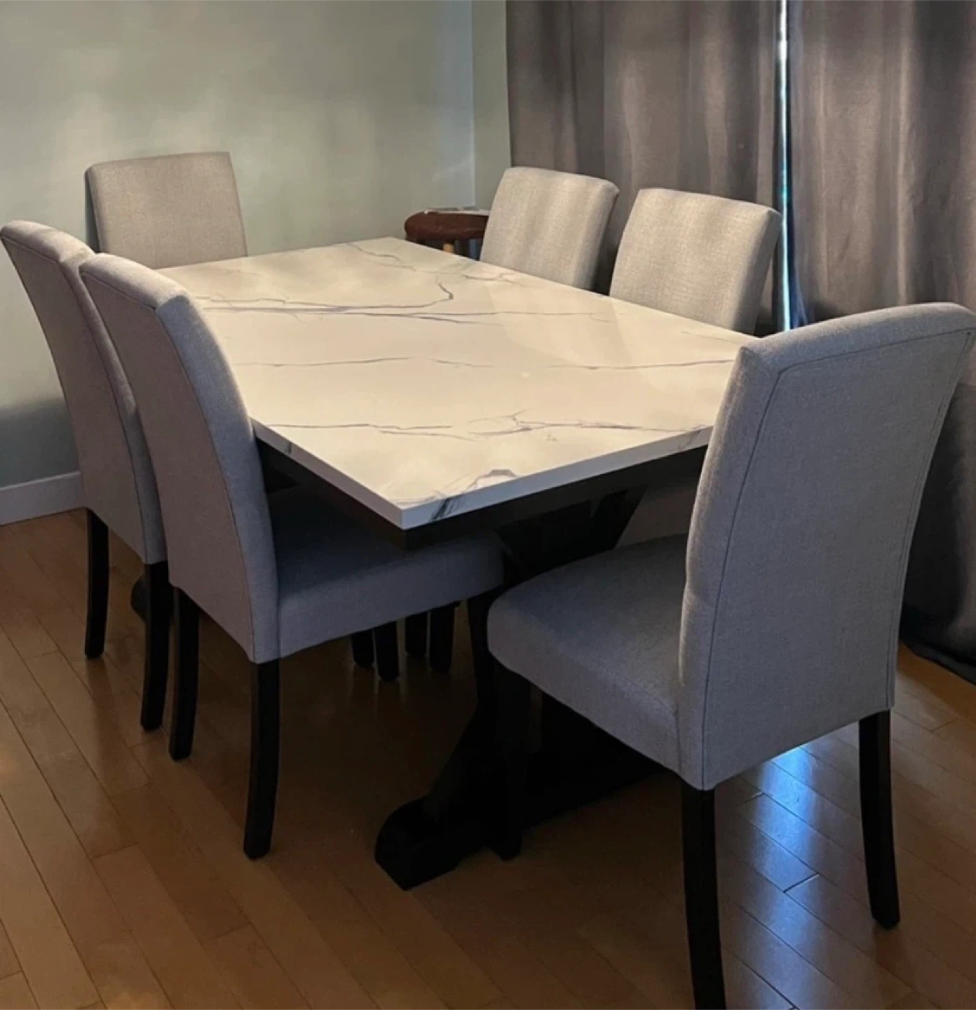 White Marble Dining Table chair set - photo 4