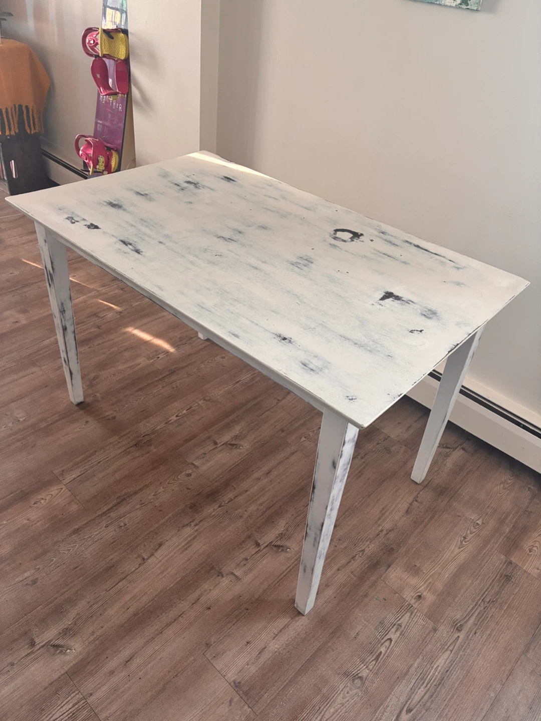 Distressed White Farmhouse Dining Table - photo 2