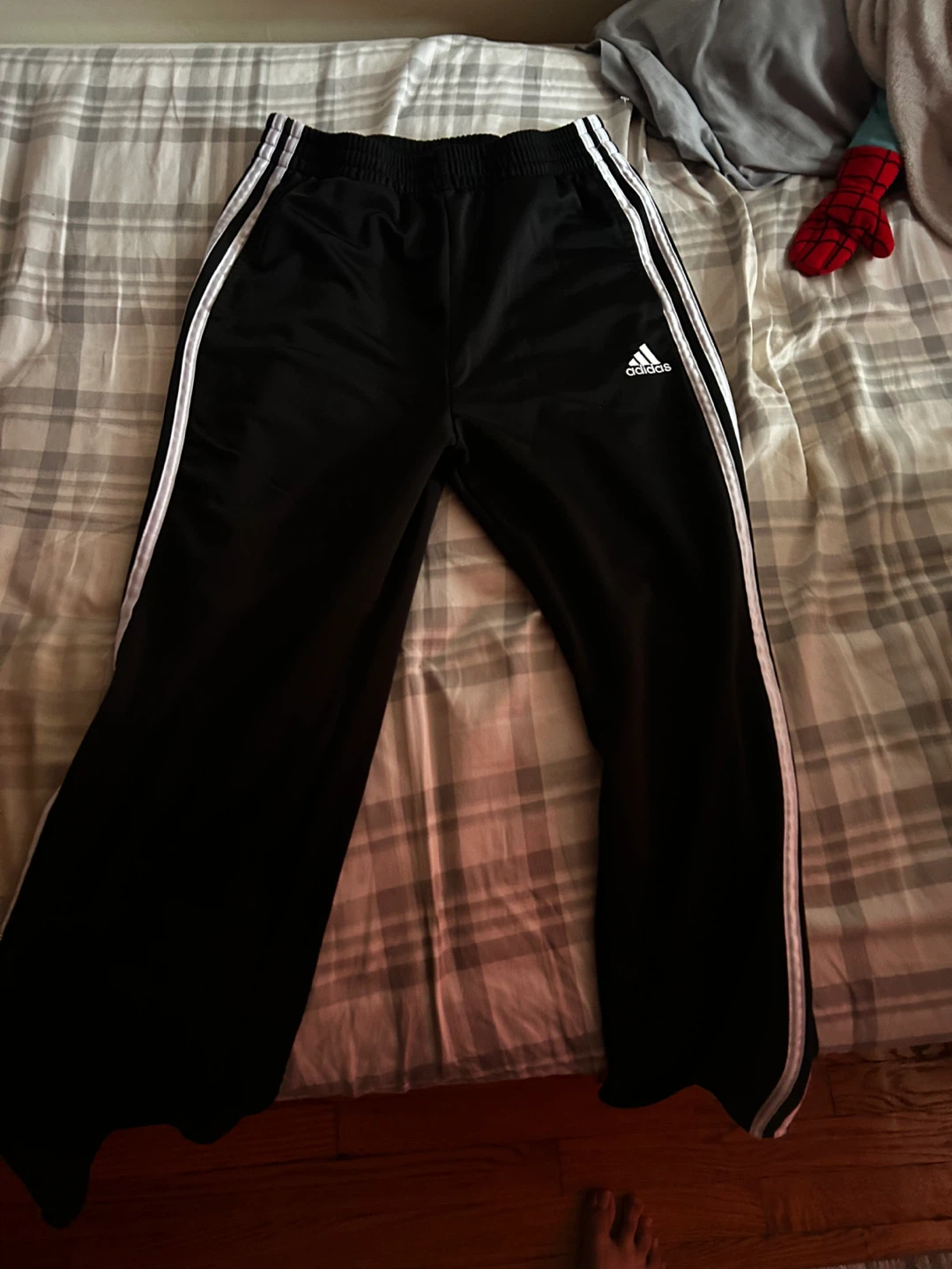Adidas Black Track Pants with White Stripes - photo 4