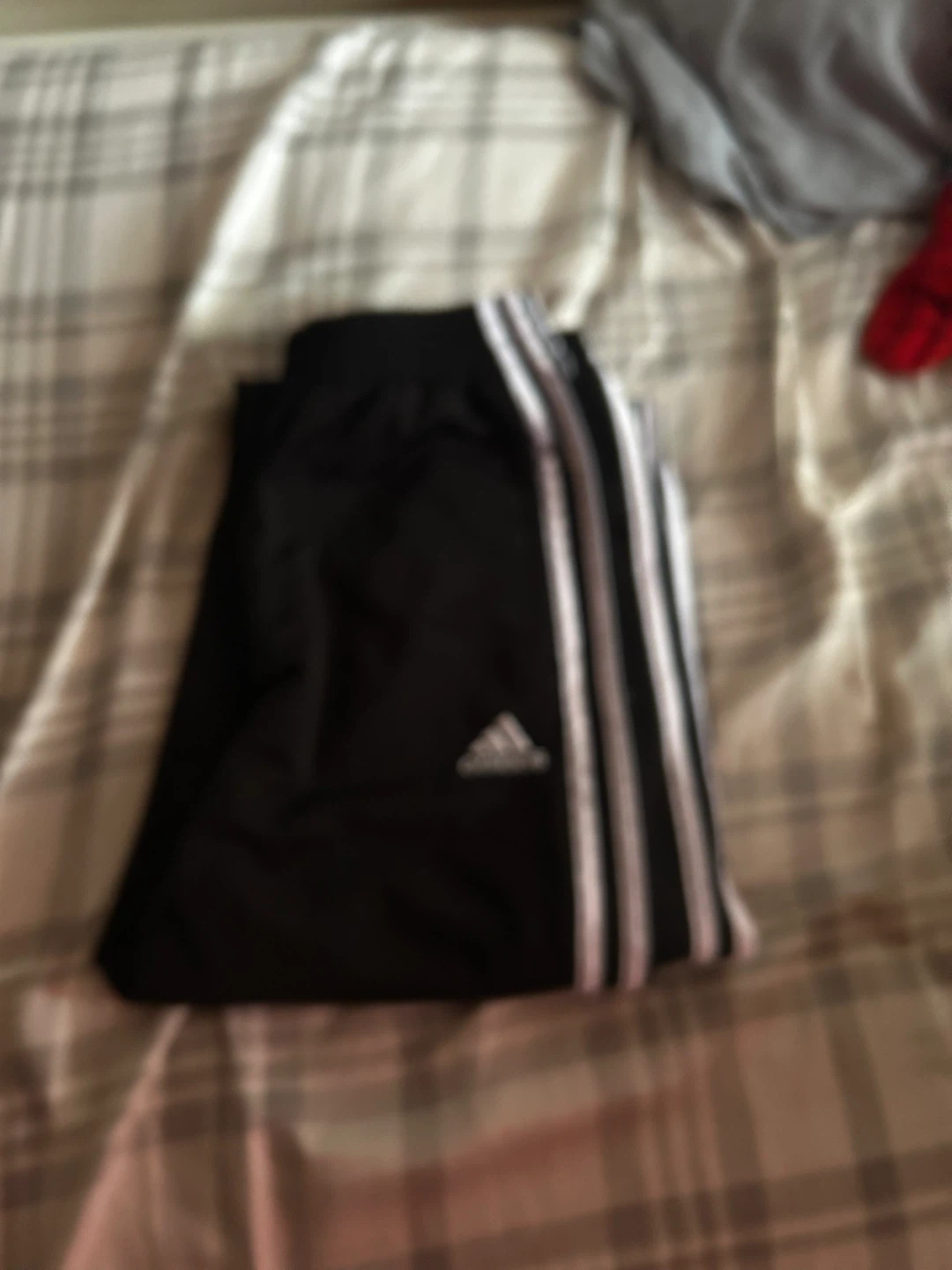 Adidas Black Track Pants with White Stripes