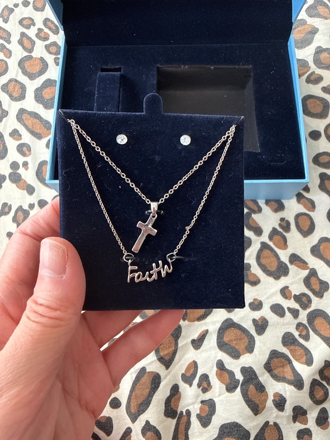 Silver Faith Necklace and Earrings Set
