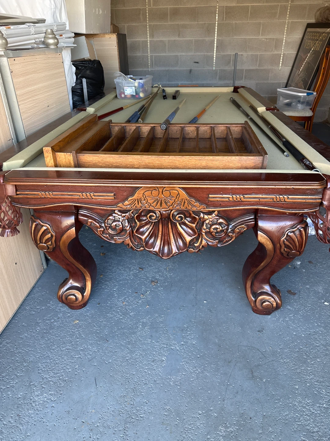 Antique Wooden Pool Table with Accessories - photo 2