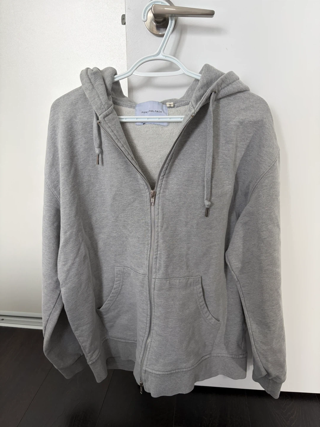Korean Grey Zip-Up Hoodie - Large