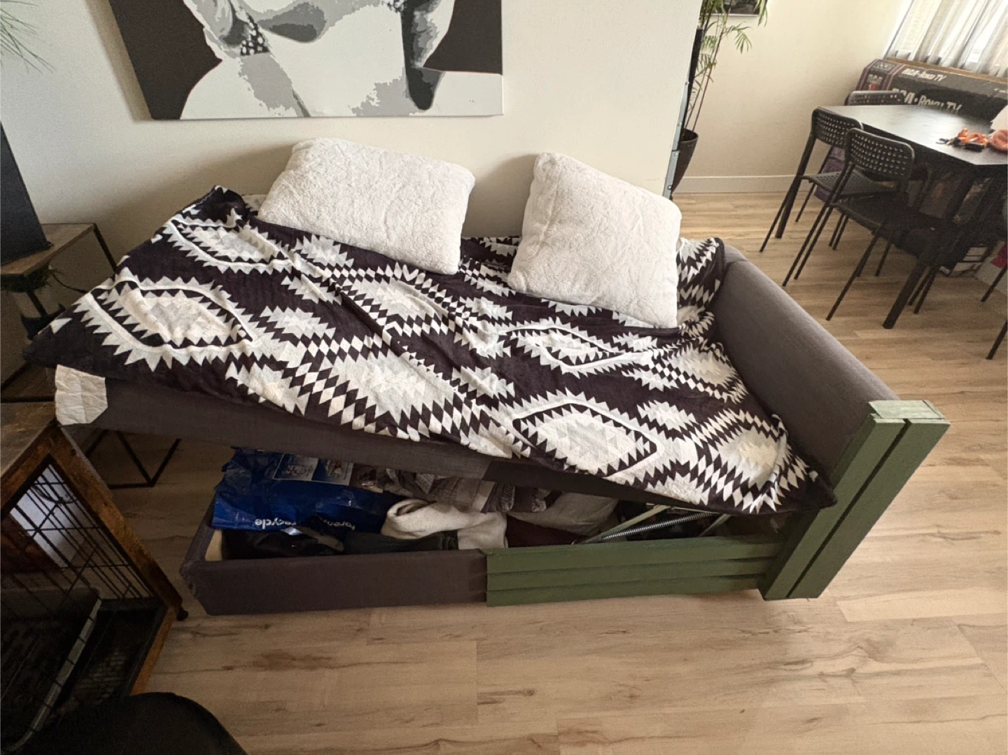 Grey Loveseat with Storage - photo 2