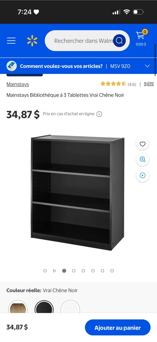 Mainstays 3-Shelf Bookcase - Black