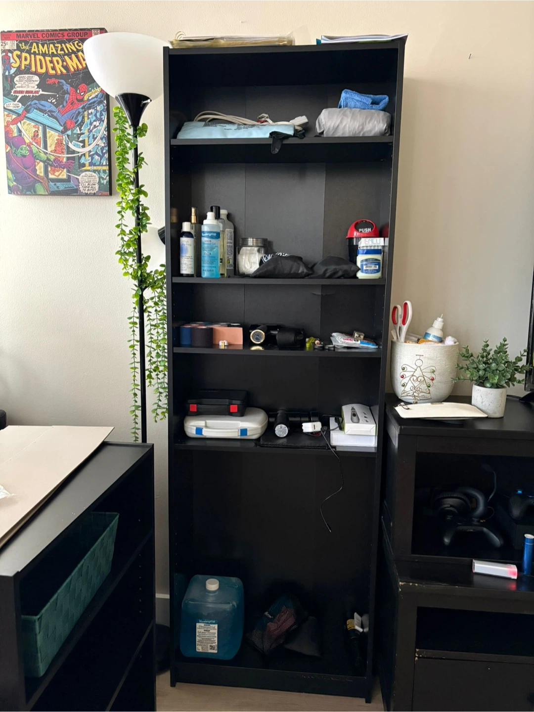 Black Bookshelf with Shelving