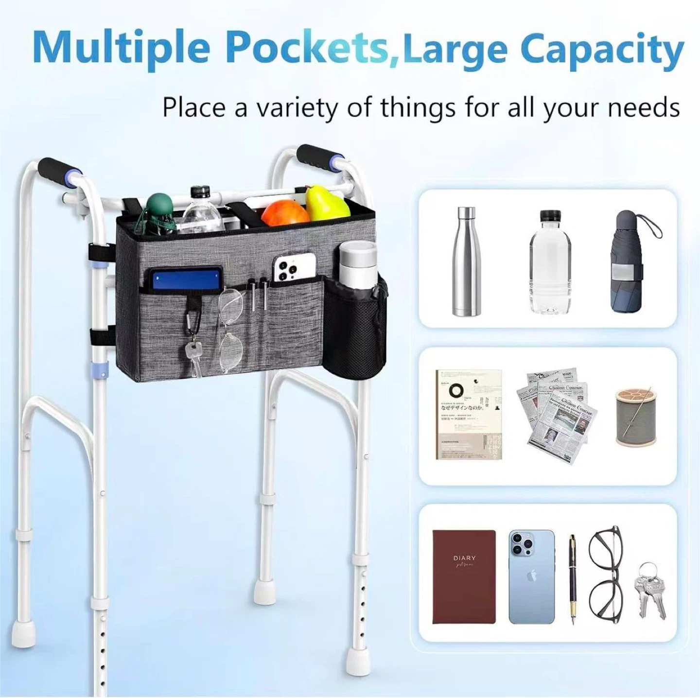 Walker Bag - Gray Premium Polyester Organizer - photo 3