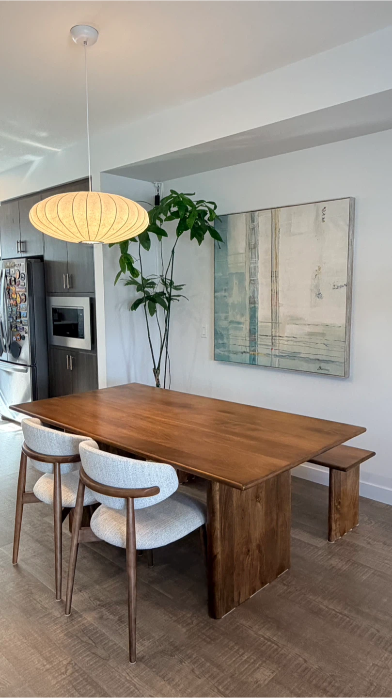 Modern Solid Wood Dining Set - Table, Bench & 2 Chairs
