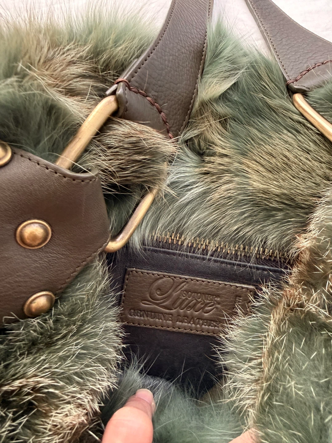 Luxe Leather Shoulder Bag with Fur Accents - photo 2