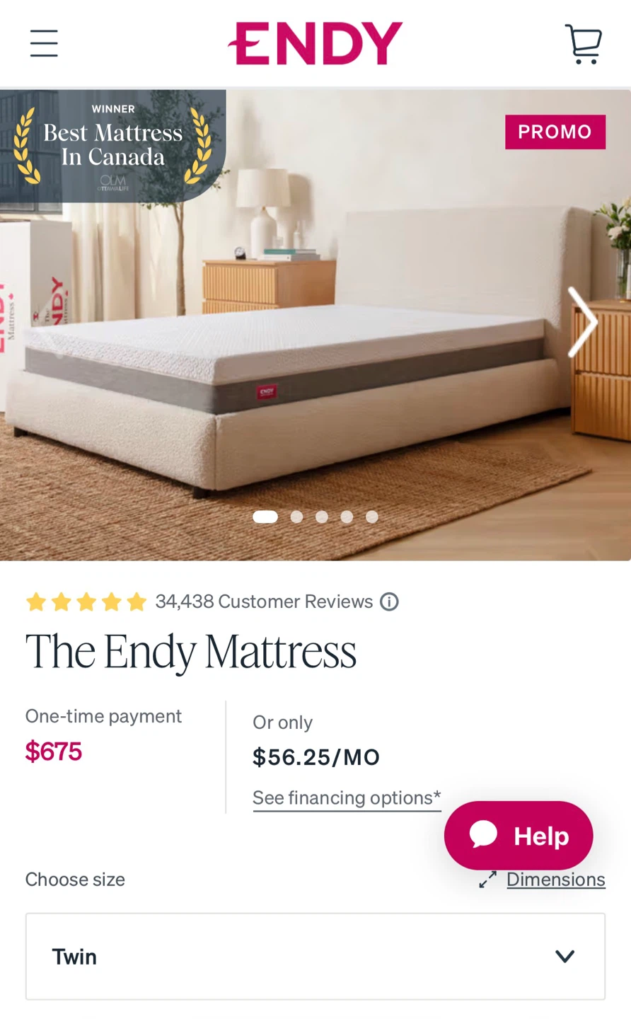 The Endy Mattress - Twin Size BNIB
