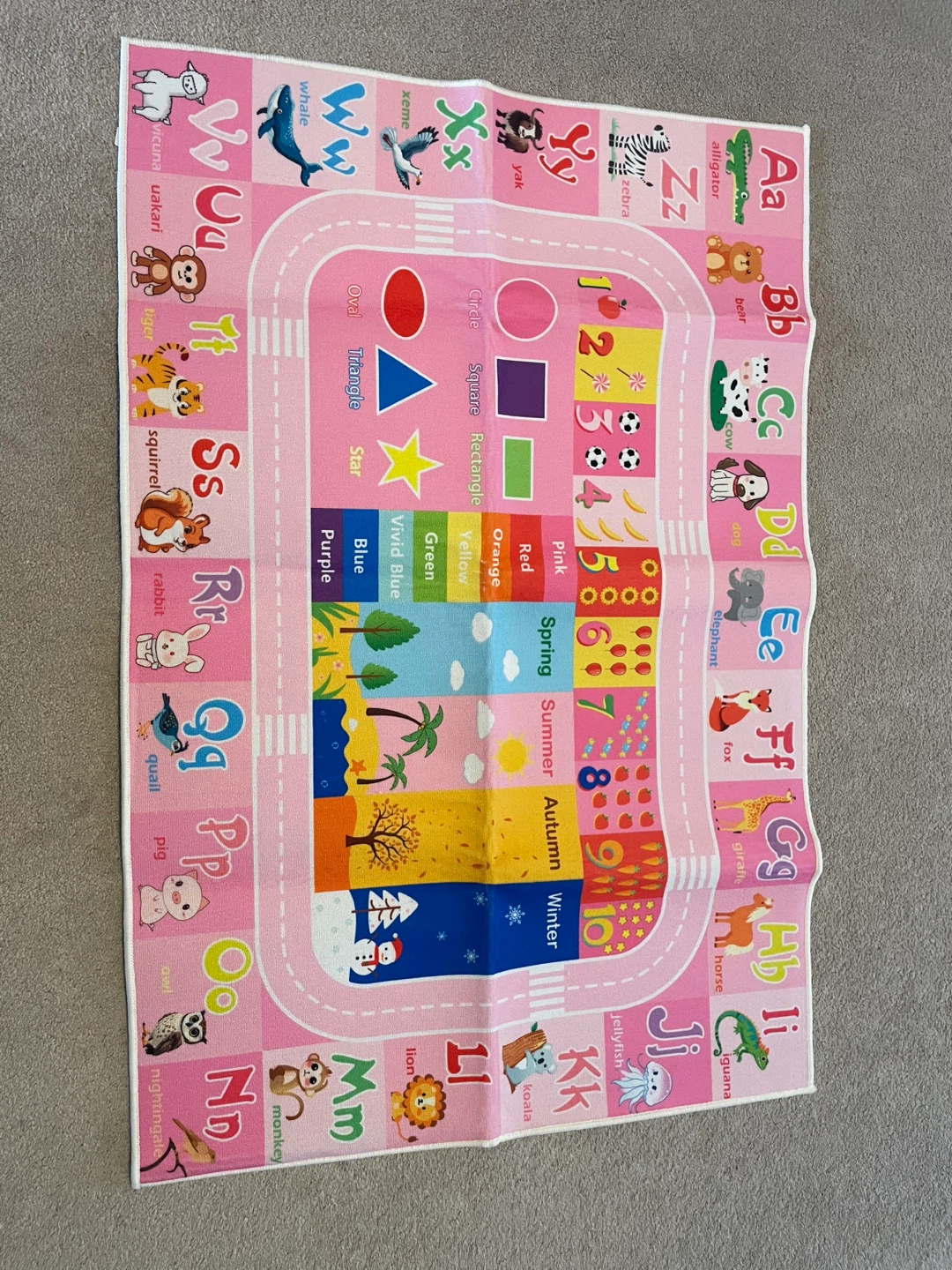 Pink Alphabet & Numbers Play Mat 120x80cm