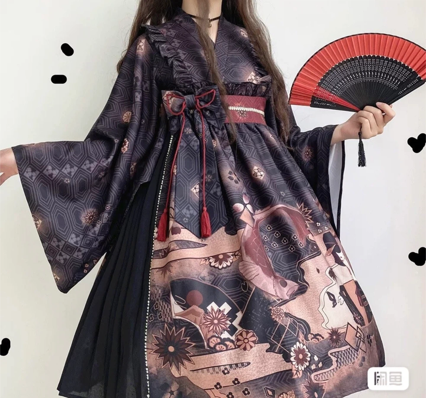 Japanese Style Kimono Dress with Tassels
