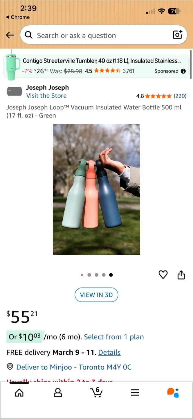 Joseph Joseph 500ml Stainless Vacuum Insulated Water Bottle - photo 3