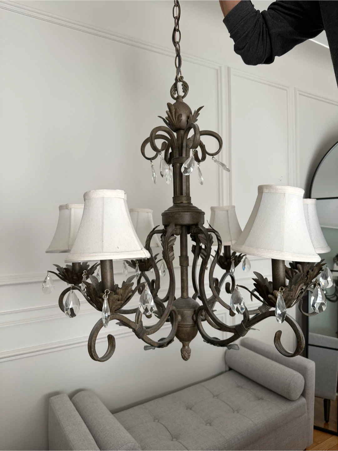 Rustic Chandelier with Crystal Accents ❤️