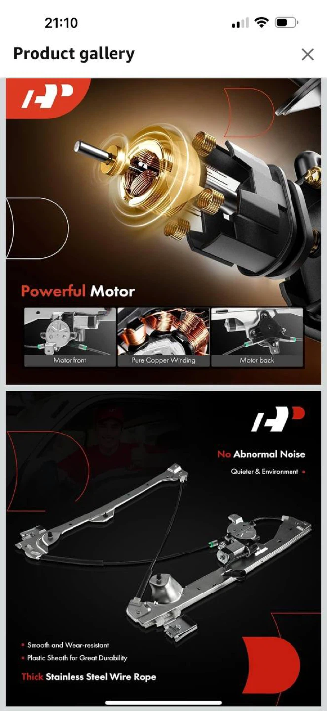 A-Premium Rear Left Power Window Regulator with Moto - photo 3