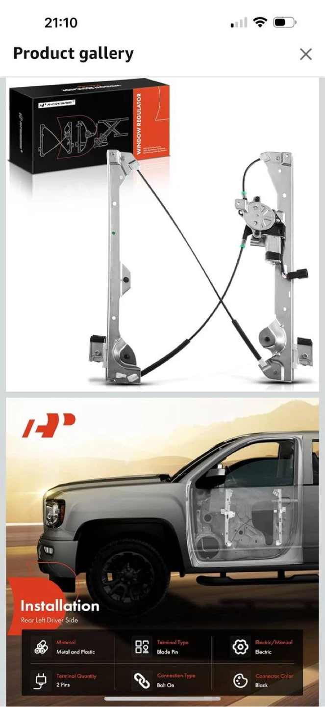 A-Premium Rear Left Power Window Regulator with Moto - photo 2