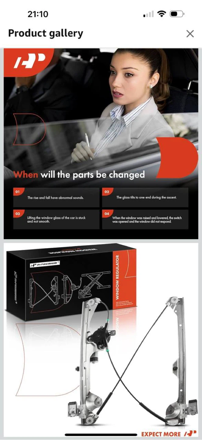 A-Premium Rear Left Power Window Regulator with Moto - photo 5