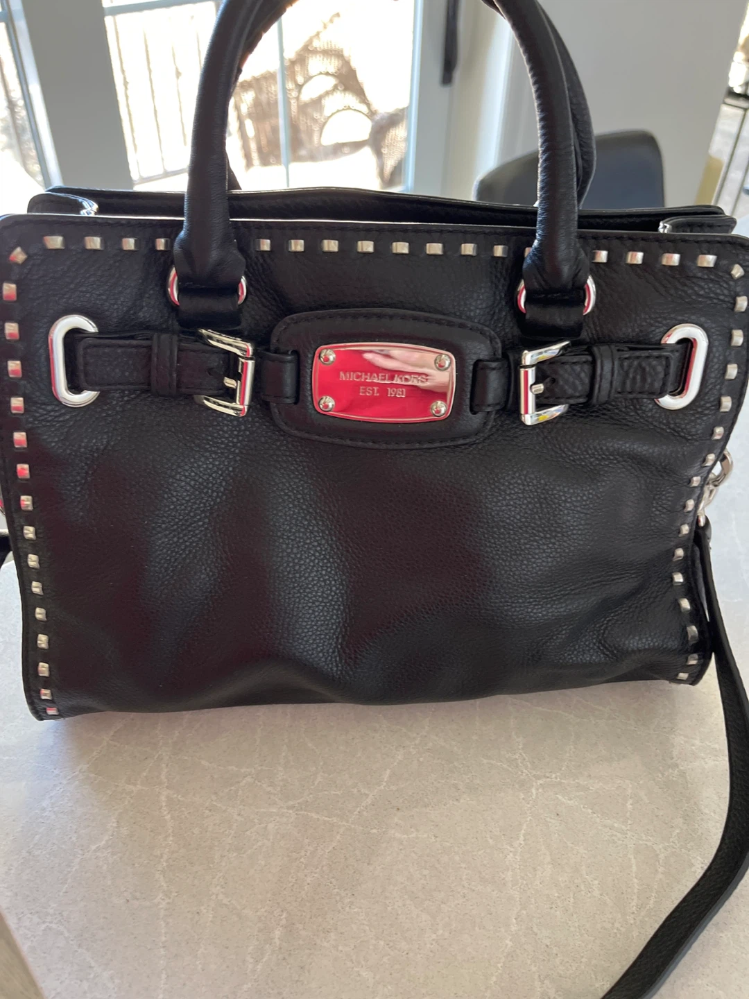 Michael Kors Black Leather studded Satchel Bag❤️