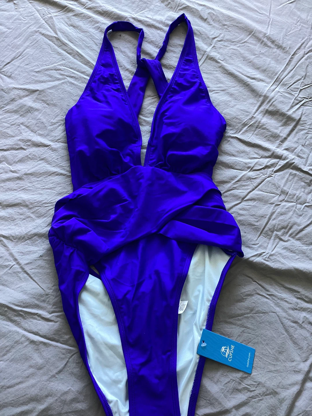 NWT Flattering Royal Blue Ruched One-Piece Swimsuit - Size L - photo 5