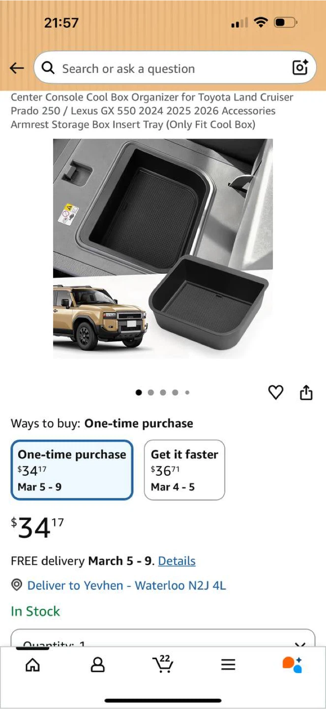 Center Console Cool Box Organizer Tray for Toyota Land